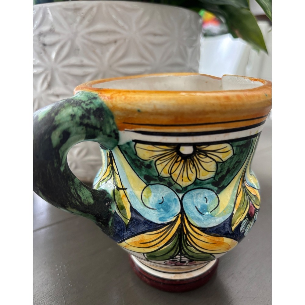 Ceramica Ericina Italian Pottery Pitcher Hand Painted Erice Sicily Floral Mug